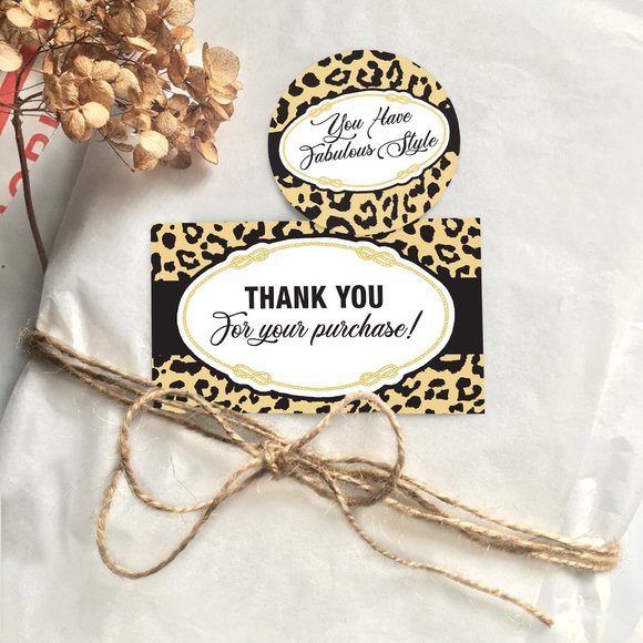 Design by Me Other - Leopard Print Thank You Card & Sticker Combo (50)